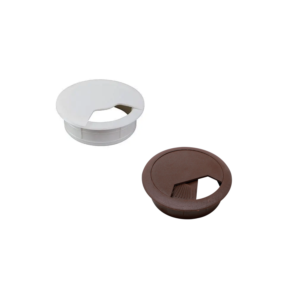 PASACABLE REDONDO PLASTICO BLANCO Y CAFE