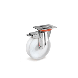 RUEDA NYLON C/FRENO BLANCA 50 MM