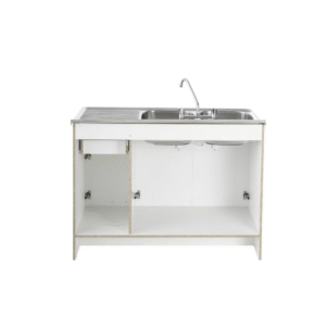 MUEBLE LAVAPLATO CON FUENTON DOBLE 120x050x090 MELAMINA BLANCO